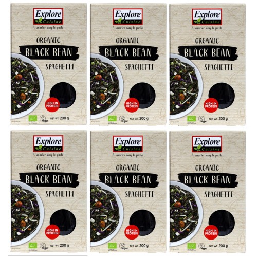 Pack of 6, Organic Black Bean Spaghetti - (6 x 200g) - Gluten Free, High Protein Pasta, Easy to Make - USDA Certified Organic, Vegan, Kosher,Non GMO